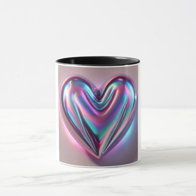 Holografisches 3D-Iridescent-Herz Tasse (Zentrum)