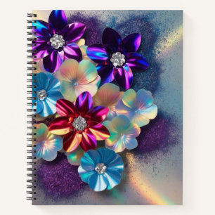 Holografisches Blüten-Sparkling-Notizbuch Notizbuch