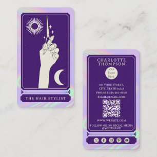 Holografisches Celestial Tarot Logo Friseur-Logo Visitenkarte