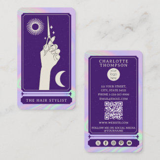 Holografisches Celestial Tarot Logo Friseur-Logo Visitenkarte