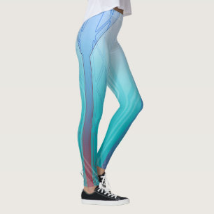 Holografisches Cyber Blue Sci-Fi-Panel Leggings