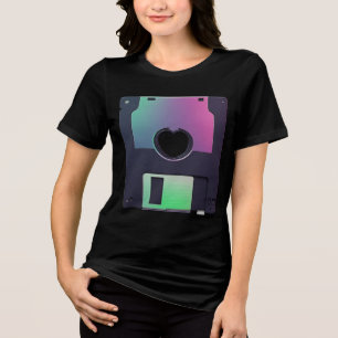 Holografisches Disketten-Herz-Grafik - Retro Y2K Tri-Blend Shirt