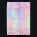 Holografisches Drehbuch für den lila Glitzer Pink iPad Pro Cover<br><div class="desc">Ein trendiger, holografischer Hintergrund mit Pastellfarben in Rosa, lila, Rose Gold, Minzgrün. Dekoriert mit Imitaten Glitzer Staub. Lila Buchstaben. Personalisieren Sie Ihren Namen und fügen Sie ihn hinzu. Der Name wird mit einem modernen handgeschriebenen Stilskript mit Swashes geschrieben. Um die Swashes behalten, löschen Sie nur den Beispielnamen, verlass die Leerzeichen...</div>