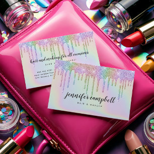 Holografisches Einhorn Make-up Haar Glitzer Tropfe Visitenkarte