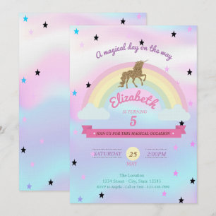 Holografisches Einhorn, Regenbogen-Geburtstagseinl Einladung