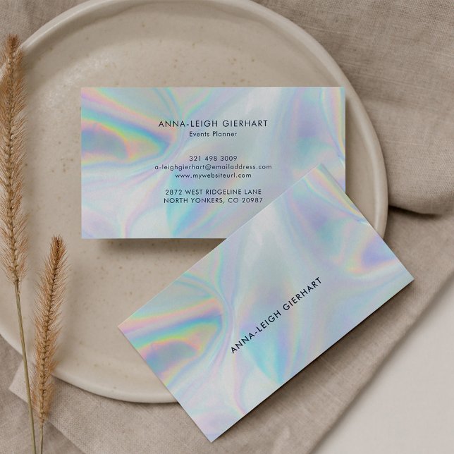Holografisches Elegant Beruflich Visitenkarte (Minimalist Holographic Typography Business Card)