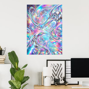 Holografisches Flüssig-Chrom-Irideszent-Abstraktes Poster