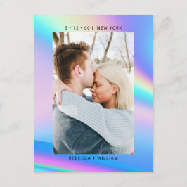 Holografisches Foto Hochzeit Sichern Sie das Datum Postkarte