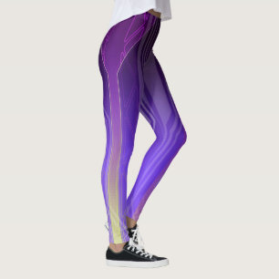 Holografisches Gelb und Lila Sci-Fi-Panel Leggings