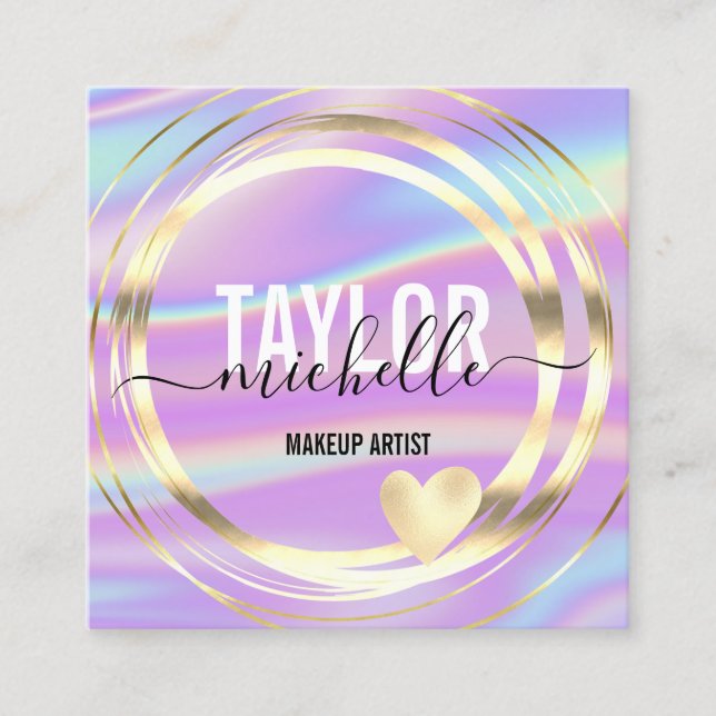 holografisches Geschäft mit modernen Drehbüchern u Quadratische Visitenkarte (Vorderseite)