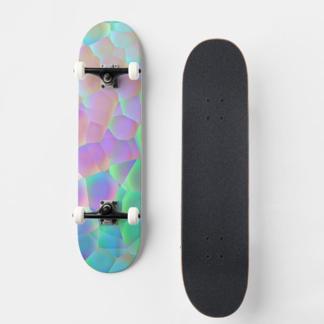 Holografisches Glasmuster, leuchtende Farben Skateboard (Vorderseite)