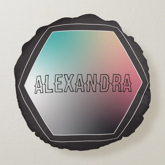 Holografisches Gradient Custom Throw Pillow Rundes Kissen (Rückseite)