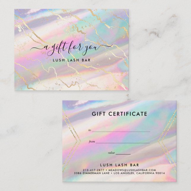 Holografisches Iridescent Opal Gem | Geschenkgutsc Visitenkarte (Vorne/Hinten)