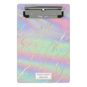 Holografisches Irisierendes Opal   Personalisiert Mini Klemmbrett