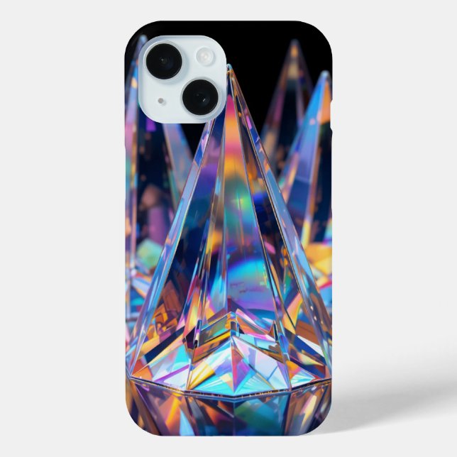 "Holografisches Kristallmuster iPhone 15 Hülle (Rückseite)