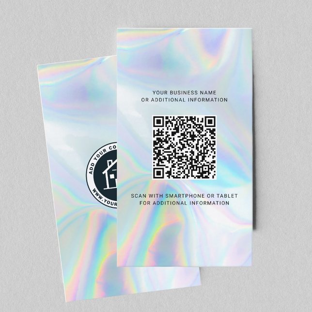 Holografisches Logo für moderne Markenbezeichnunge Visitenkarte (Holographic QR Code Realtor Vertical Business Card)