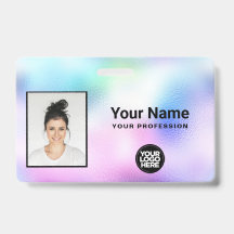 Holografisches Mitarbeiterfoto, Barcode, Logo, Nam