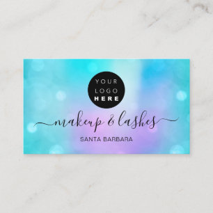 Holografisches Pearly Blue Logo Lash Makeuails Visitenkarte
