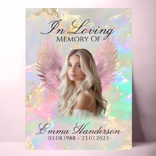 Holografisches Pink Angel Wings Memorial-Zeichen Poster