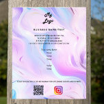 Holografisches pink-Foto-Instagramm-Firmenlogo QR Flyer<br><div class="desc">Personalisieren Sie Ihr Firmenlogo,  Ihren Namen,  Ihre Adresse,  Ihren Text,  Ihren eigenen QR-Code und fügen Sie ihn Ihrem Instragentenkonto hinzu. Rosa,  lila,  blau,  holografischer Untergrund. Zurück: Fügen Sie ein Foto hinzu und erzählen Sie die Geschichte über Ihre Marke.</div>