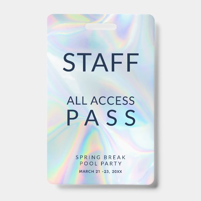 Holografisches Pool Party Personal All Access Pass Ausweis (Vorderseite)