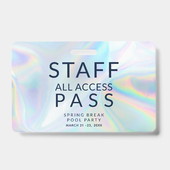 Holografisches Pool Party Personal All Access Pass Ausweis (Vorderseite)