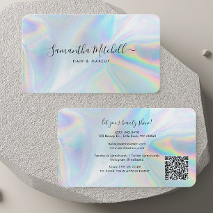 Holografisches QR-Code-Script-Frisur- und Make-up- Visitenkarte