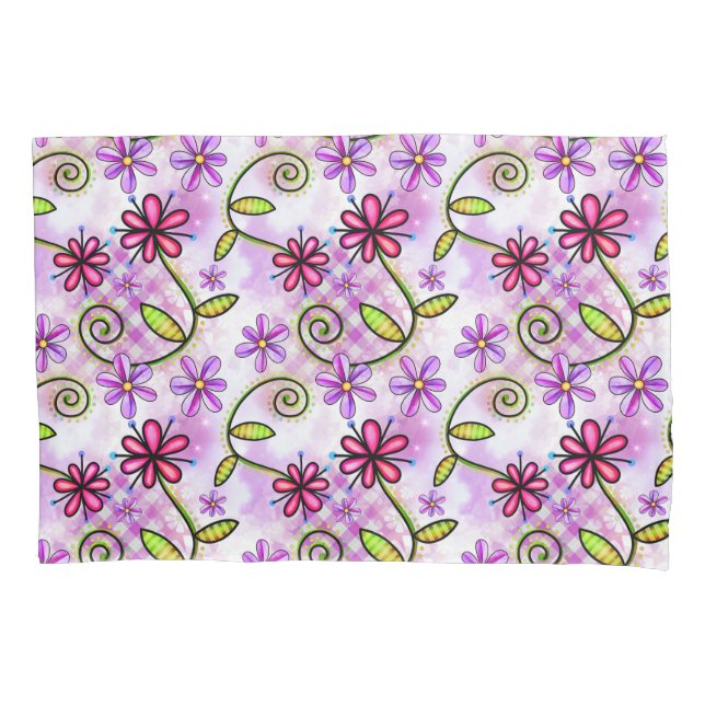 Holografisches Rainbow-Floral-Collage Kissenbezug (Vorderseite)