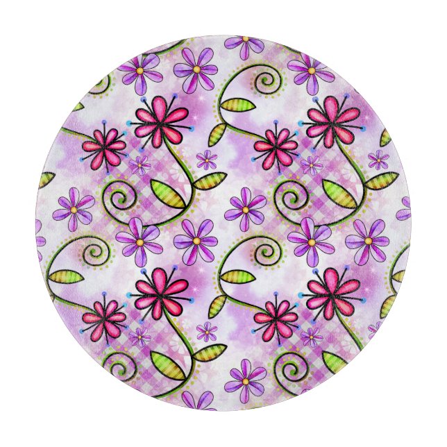 Holografisches Rainbow-Floral-Collage Schneidebrett (Vorderseite)