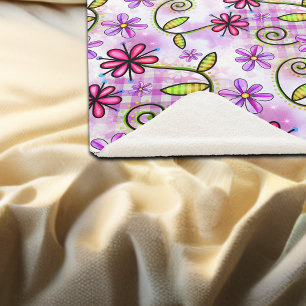 Holografisches Rainbow-Floral-Collage Sherpadecke