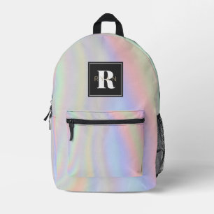 Holografisches Schwarzes Monogramm Bedruckter Rucksack