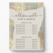 Holografisches Signatur-Schrift-Glitter-Preismenu