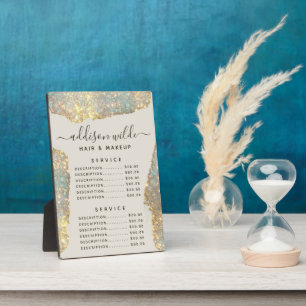 Holografisches Signatur-Schrift-Glitter-Preismenu Fotoplatte