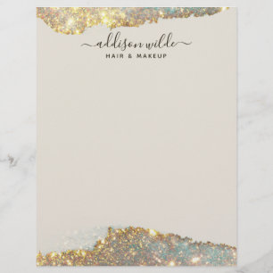 Holografisches Signaturskript Modern Glam Glitter Briefbogen