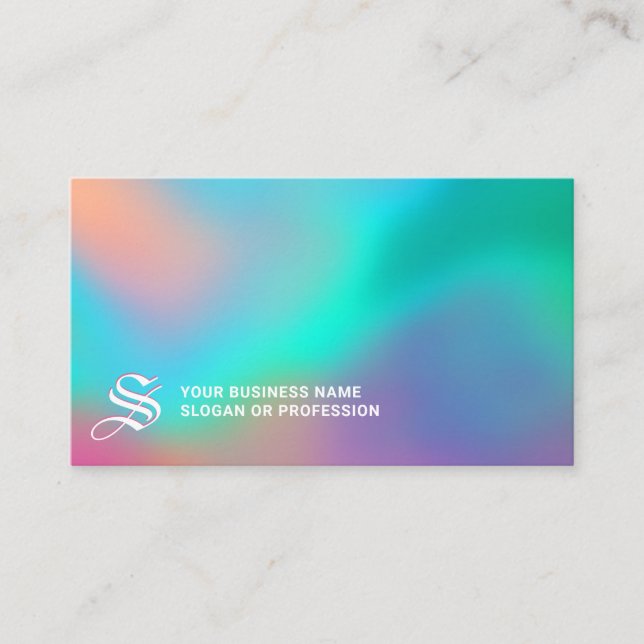 Holografisches Wonderland | Monogramm-Visitenkarte Visitenkarte (Vorderseite)