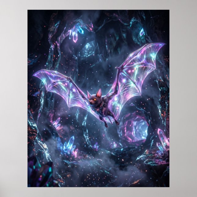 Hologram Bat Neon Cavern Poster (Vorne)