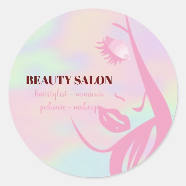 Hologram Beauty Salon Runder Aufkleber (Vorderseite)