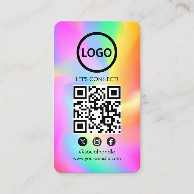 Hologram, Custom Cards Modern, Social Media QR Visitenkarte (Vorderseite)