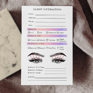 Hologram Eyelash Extension Client Record Map Visitenkarte