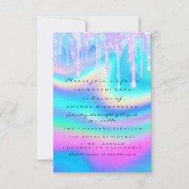 Hologram Unicorn Baby Shower Girly Feet Glitzer Einladung