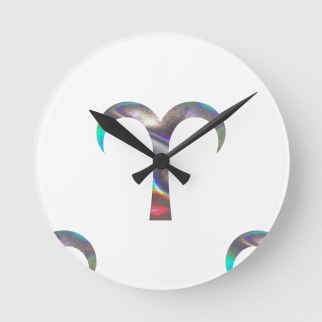 Hologramm Aries Runde Wanduhr (Vorderseite)