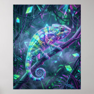 Hologramm Chamäleon Datenrebe Poster