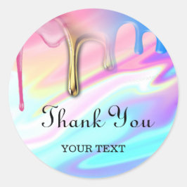 Hologramm Einhorn Tropfen vielen Dank Runder Aufkleber