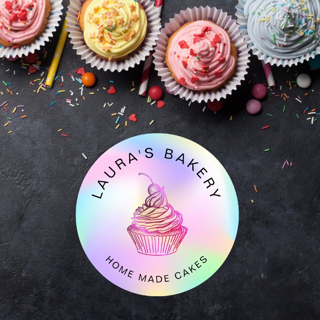 Hologramm-Folie Kuchen und Süßigkeiten Cupcake Zuh Runder Aufkleber (Von Creator hochgeladen)