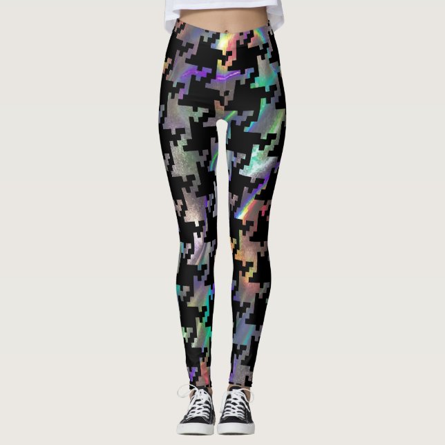 Hologramm Hahnentrittmuster Leggings (Vorderseite)