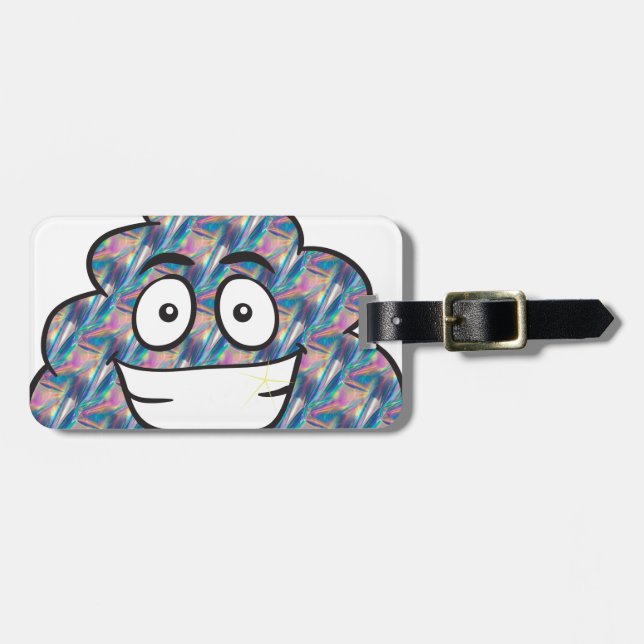 Hologramm kackend Emoji Gepäckanhänger (Vorderseite horizontal)