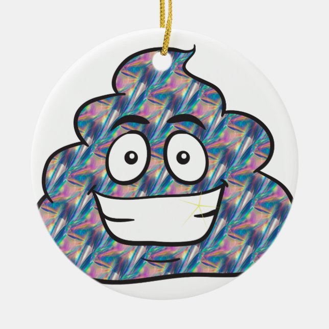 Hologramm kackend Emoji Keramikornament (Vorne)