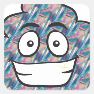 Hologramm kackend Emoji Quadratischer Aufkleber