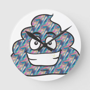 Hologramm kackend Emoji Runde Wanduhr