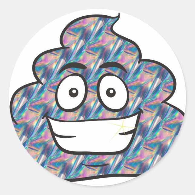Hologramm kackend Emoji Runder Aufkleber (Vorderseite)